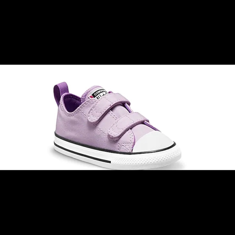Purple Velcro converse shoes. Size 7